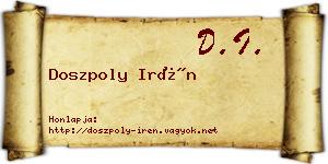 Doszpoly Irén névjegykártya